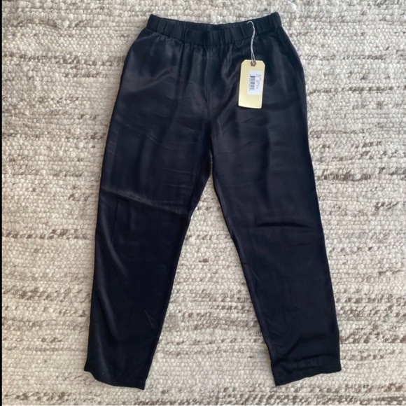 NWT Raquel Allegra Pebble Satin Set — Perfect Henley (XS) + Fez Pant (S), Black - Picture 6 of 11